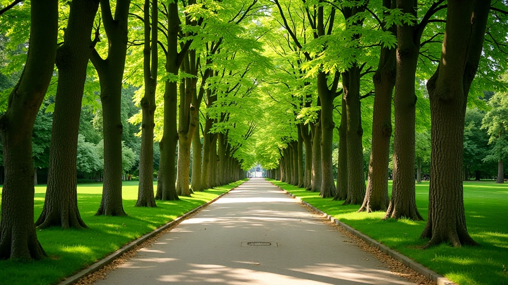 Historic pathways winding through mature trees in Stromovka Park, Prague's largest urban green space
